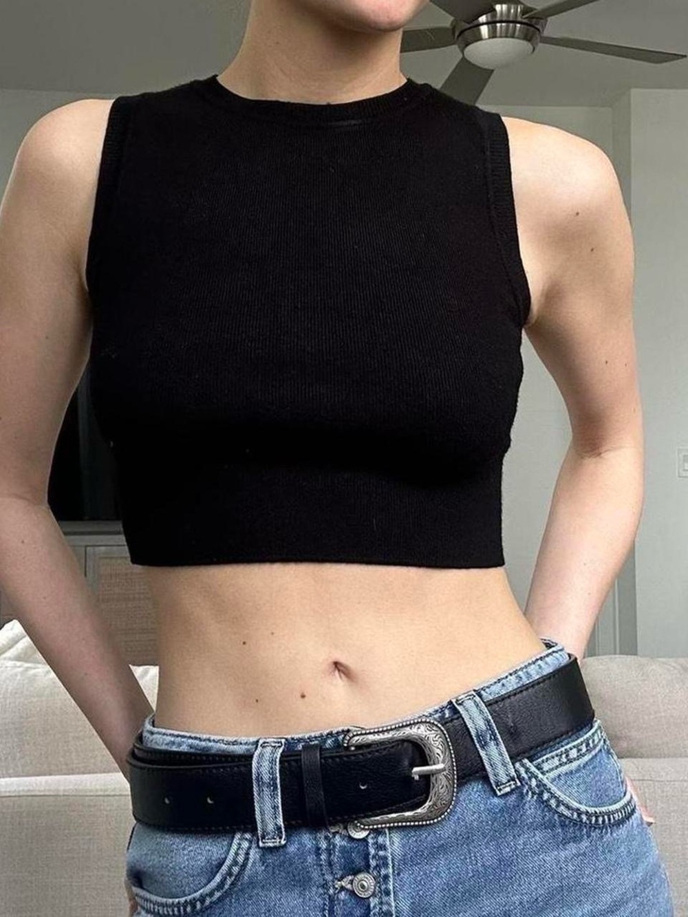 Zara black knit top